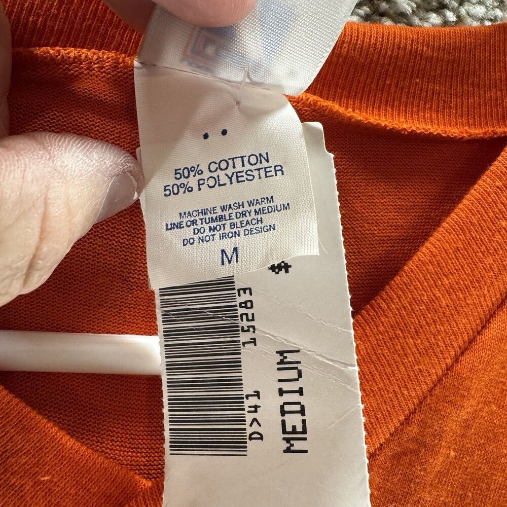 Vintage 80s Clemson Tigers Shirt Mens Medium‎ Orange Logo 7 Raglin Deadstock USA - Picture 6 of 15